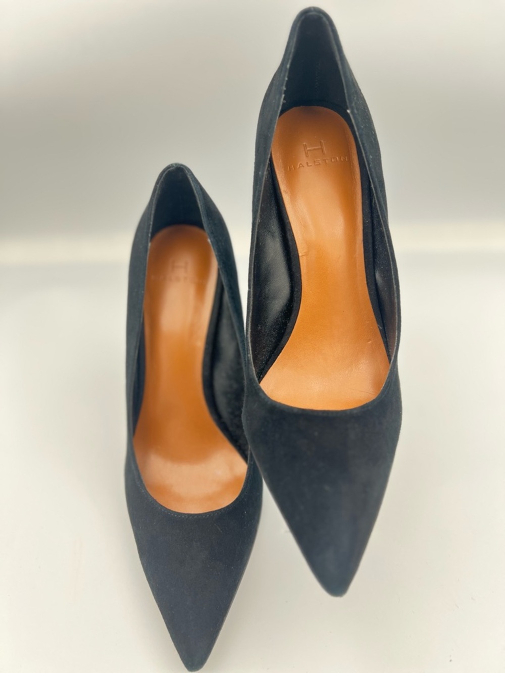 Halston Heritage Black Pointed Suede Pumps